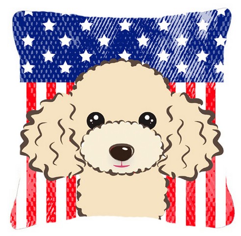 American Flag & Buff Poodle Fabric Decorative Pillow