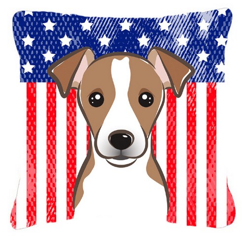 American Flag & Jack Russell Terrier Fabric Decorative Pillow