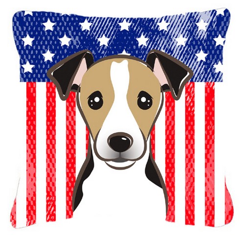 BB2191PW1818 American Flag & Jack Russell Terrier Fabric Decorative Pillow, 18 x 3 x 18 in.