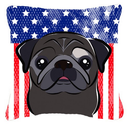 American Flag & Black Pug Fabric Decorative Pillow - 18 x 3 x 18 in.