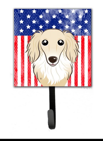 American Flag & Longhair Creme Dachshund Leash or Key Holder