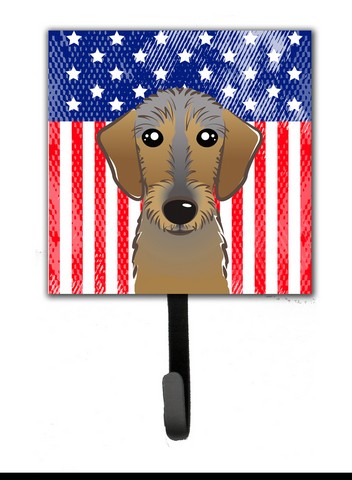 American Flag & Wirehaired Dachshund Leash or Key Holder