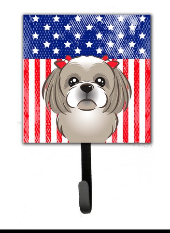 American Flag & Gray Silver Shih Tzu Leash or Key Holder