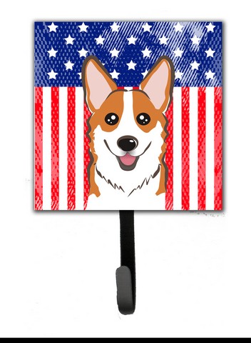 American Flag & Red Corgi Leash or Key Holder