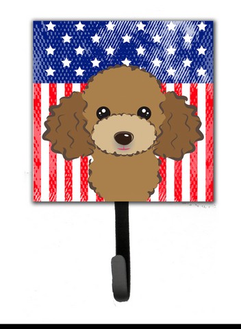 American Flag & Chocolate Brown Poodle Leash or Key Holder