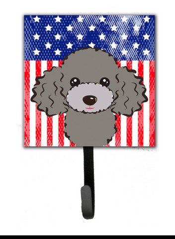 American Flag & Silver Gray Poodle Leash or Key Holder