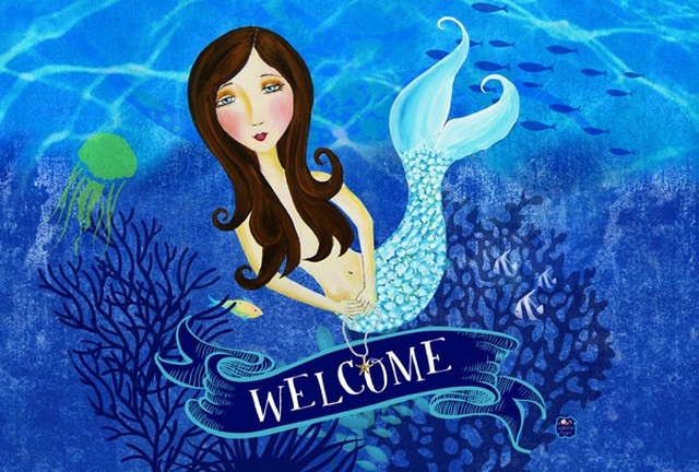 Picture of Carolines Treasures VHA3010PLMT Welcome Mermaid Fabric Placemat