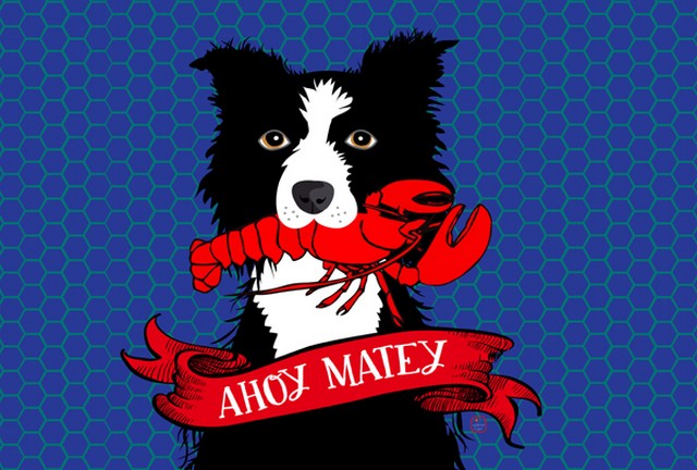 Picture of Carolines Treasures VHA3011PLMT Ahoy Matey Nautical Border Collie Fabric Placemat