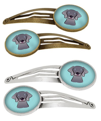 Picture of Carolines Treasures BB1169HCS4 Checkerboard Blue Weimaraner Barrettes Hair Clips, Set of 4