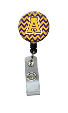 CJ1041-ABR Letter A Chevron Purple & Gold Retractable Badge Reel, 5 x 1 x 2 in.