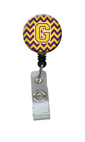 CJ1041-GBR Letter G Chevron Purple & Gold Retractable Badge Reel, 5 x 1 x 2 in.