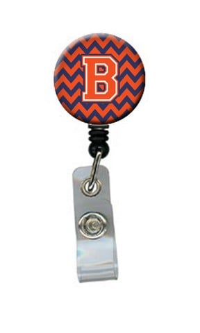 Letter B Chevron Orange & Blue Retractable Badge Reel