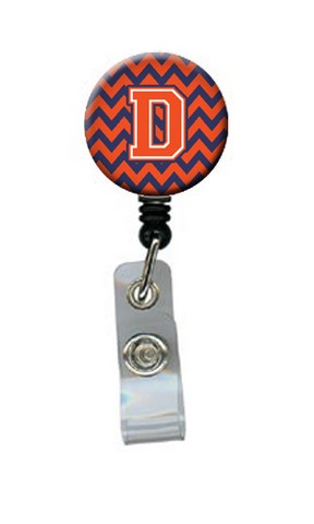 Letter D Chevron Orange & Blue Retractable Badge Reel