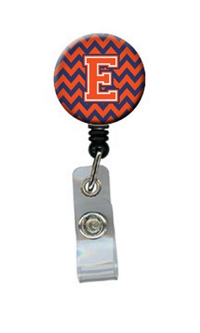 Letter E Chevron Orange & Blue Retractable Badge Reel