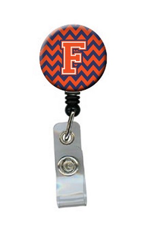 Letter F Chevron Orange & Blue Retractable Badge Reel - 5 x 1 x 2 in.