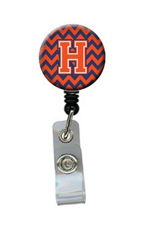 Letter H Chevron Orange & Blue Retractable Badge Reel - 5 x 1 x 2 in.