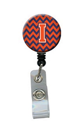 Letter I Chevron Orange & Blue Retractable Badge Reel