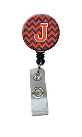 CJ1042-JBR Letter J Chevron Orange & Blue Retractable Badge Reel, 5 x 1 x 2 in.