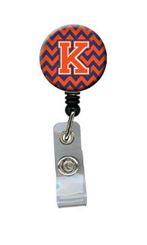 Letter K Chevron Orange & Blue Retractable Badge Reel
