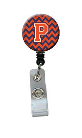 CJ1042-PBR Letter P Chevron Orange & Blue Retractable Badge Reel, 5 x 1 x 2 in.