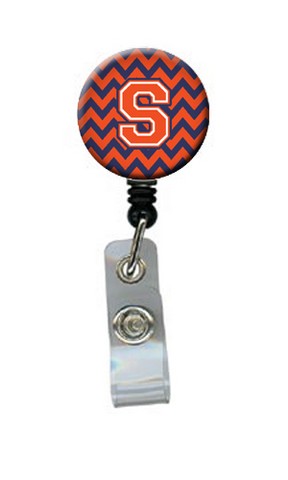Letter S Chevron Orange & Blue Retractable Badge Reel, 5 x 1 x 2 in.