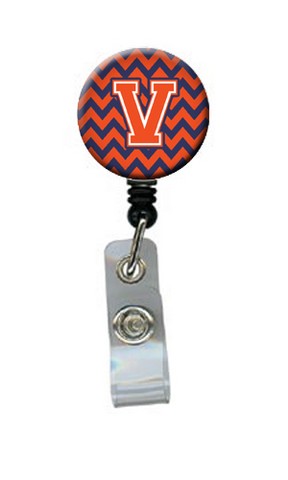 Letter V Chevron Orange & Blue Retractable Badge Reel