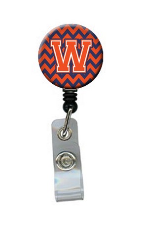 CJ1042-WBR Letter W Chevron Orange & Blue Retractable Badge Reel, 5 x 1 x 2 in.