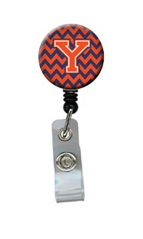 Letter Y Chevron Orange & Blue Retractable Badge Reel