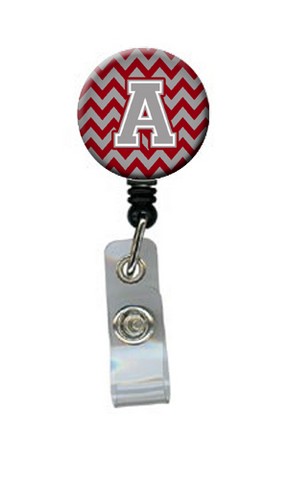 CJ1043-ABR Letter A Chevron Crimson & Grey Retractable Badge Reel, 5 x 1 x 2 in.