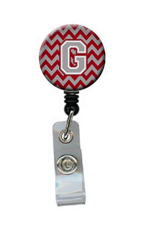 Letter G Chevron Crimson & Grey Retractable Badge Reel, 5 x 1 x 2 in.