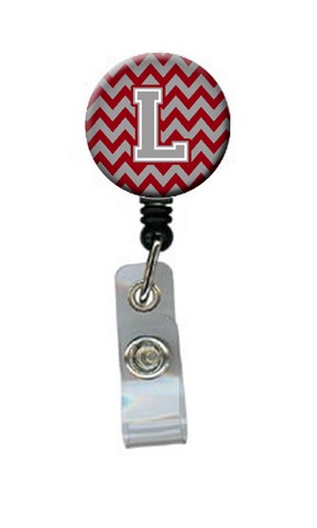 Letter L Chevron Crimson & Grey Retractable Badge Reel - 5 x 1 x 2 in.