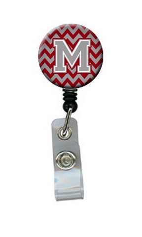 CJ1043-MBR Letter M Chevron Crimson & Grey Retractable Badge Reel, 5 x 1 x 2 in.