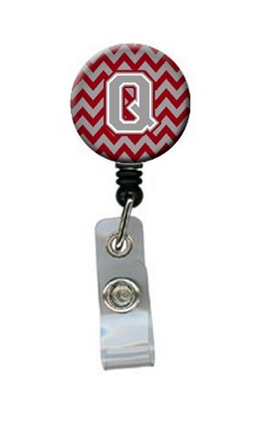 Letter Q Chevron Crimson & Grey Retractable Badge Reel, 5 x 1 x 2 in.
