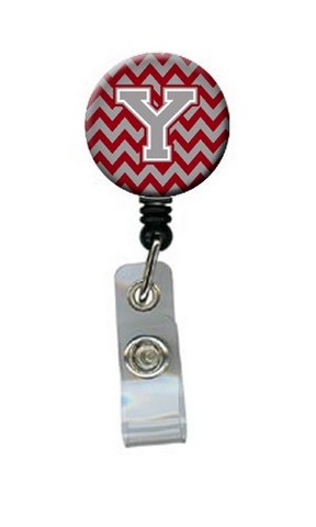 Letter Y Chevron Crimson & Grey Retractable Badge Reel - 5 x 1 x 2 in.