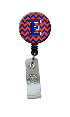 CJ1044-EBR Letter E Chevron Orange & Blue Retractable Badge Reel, 5 x 1 x 2 in.