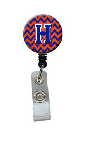 CJ1044-HBR Letter H Chevron Orange & Blue Retractable Badge Reel, 5 x 1 x 2 in.
