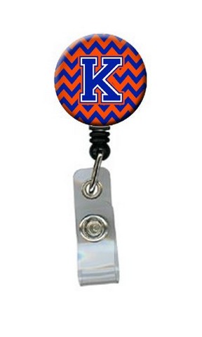 CJ1044-KBR Letter K Chevron Orange & Blue Retractable Badge Reel, 5 x 1 x 2 in.