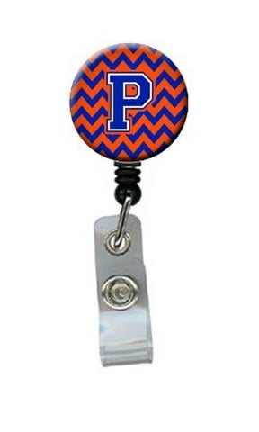 CJ1044-PBR Letter P Chevron Orange & Blue Retractable Badge Reel, 5 x 1 x 2 in.