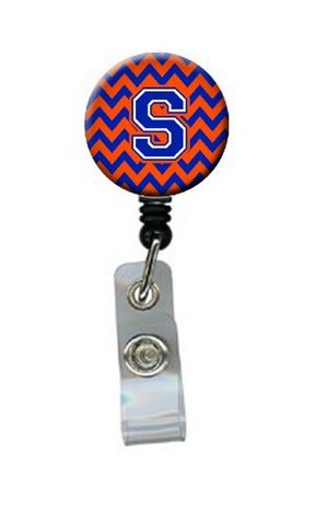 Letter S Chevron Orange & Blue Retractable Badge Reel, 5 x 1 x 2 in.