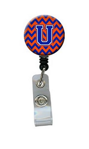 Letter U Chevron Orange & Blue Retractable Badge Reel, 5 x 1 x 2 in.