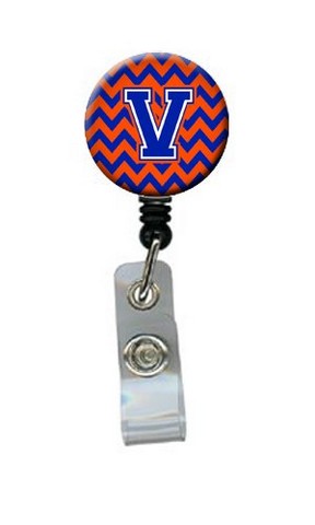 CJ1044-VBR Letter V Chevron Orange & Blue Retractable Badge Reel, 5 x 1 x 2 in.