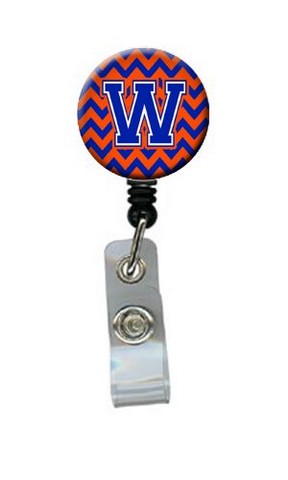 Letter W Chevron Orange & Blue Retractable Badge Reel