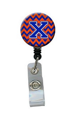 Letter X Chevron Orange & Blue Retractable Badge Reel - 5 x 1 x 2 in.
