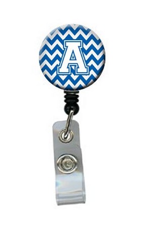 CJ1045-ABR Letter A Chevron Blue & White Retractable Badge Reel, 5 x 1 x 2 in.