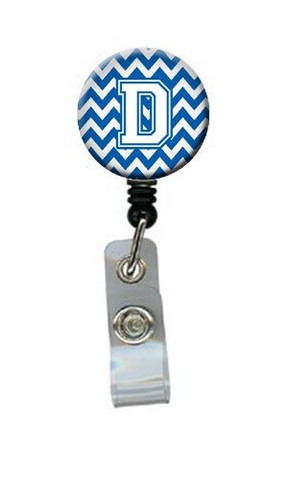 CJ1045-DBR Letter D Chevron Blue & White Retractable Badge Reel, 5 x 1 x 2 in.