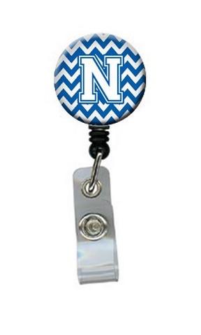 CJ1045-NBR Letter N Chevron Blue & White Retractable Badge Reel, 5 x 1 x 2 in.