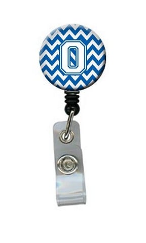 CJ1045-OBR Letter O Chevron Blue & White Retractable Badge Reel, 5 x 1 x 2 in.