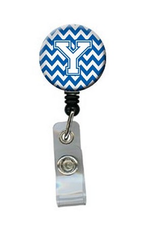 Letter Y Chevron Blue & White Retractable Badge Reel, 5 x 1 x 2 in.