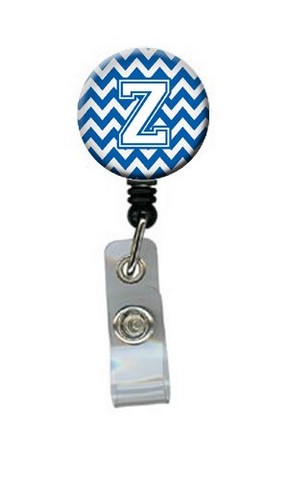 CJ1045-ZBR Letter Z Chevron Blue & White Retractable Badge Reel, 5 x 1 x 2 in.