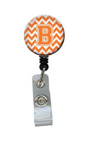 CJ1046-BBR Letter B Chevron Orange & White Retractable Badge Reel